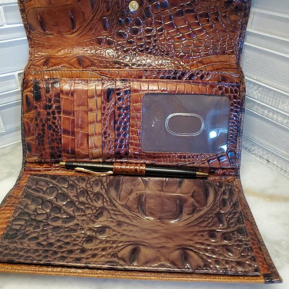 Brahmin Croc Embossed Continental Wallet with Checkbook Cognac - Picture 4 of 7